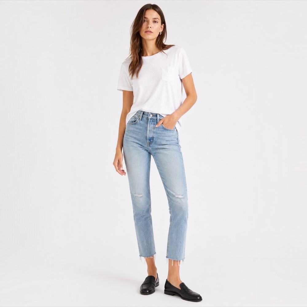 Rag & Bone Nina High Rise Ankle Cigarette Jeans In Starway Light Wash Size 25